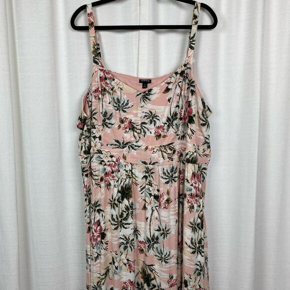 Torrid Pink&Green Tropical Print Maxi Dress Sz.4 - Picture 5 of 14
